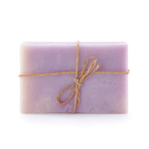 Bar of organic handmade soap isolated on white